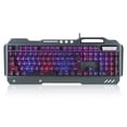 thumbnail image 1 of AMERTEER Boc Clavier Câblé Ergonomique RGB Rétroéclairé Réponse Rapide Interface USB Sans Pilote avec Support de Téléphone / Plateau Stylo / Fente pour Carte Étanche, 1 of 10