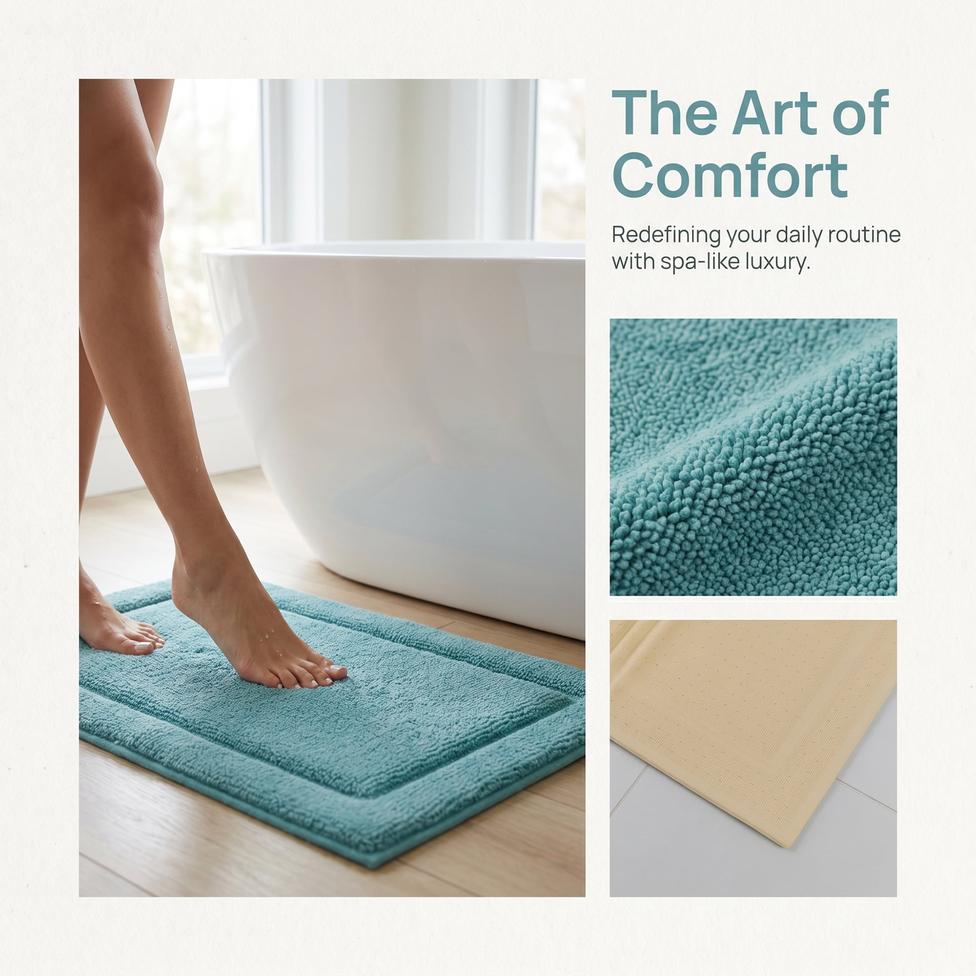 Unique Bargains Ultra Soft Shaggy Bath Mat Super Absorbent Non Slip Mat Green 24" x 17"