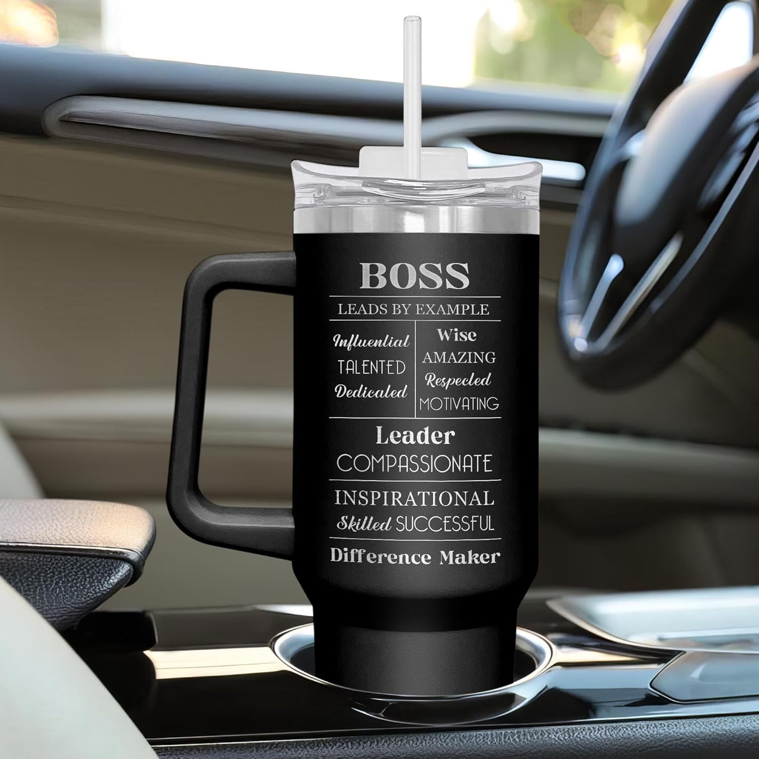 Boss Gifts For Men,Women - Christmas,Birthday Gifts For Boss,Leader,Manager,Thank You Gifts For Coworkers,Boss Gifts For Men - 40 oz Insulated Tumbler With Handle And Straw