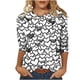 thumbnail image 2 of Xuyuer Women's Casual 3/4 Sleeve T-Shirts Round Neck Cute Tunic Tops Basic Tees Blouses Business Work Tee Top Summer Tunic Tops Dressy T-Shirts Pleated Shirts Fit Pullover Tshirts, 2 of 8