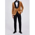 thumbnail image 3 of Men's Velvet Blazer Shawl Lapel Velour Suit Jacket One Button Tuxedo Jackets for Wedding Prom Party Dinner&nbsp;, 3 of 5