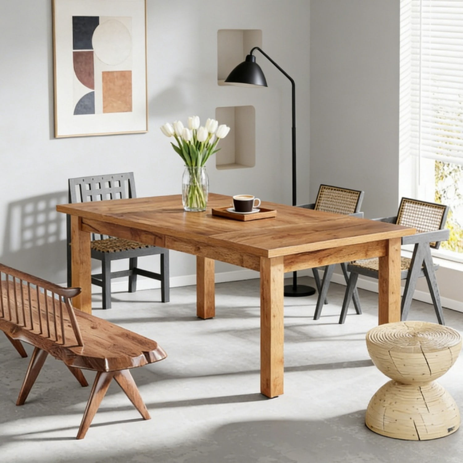 Dining Table, Walnut Finish, Seats 6-8, 70.87 in W x 35.43 in D x 29.92 in H