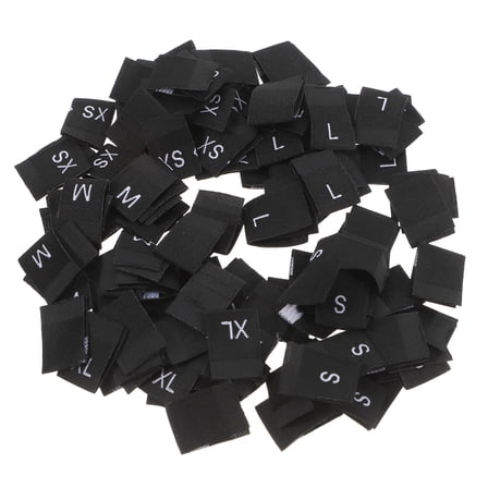 COMPUKAS Clothing Size Label Sew In Labels Black Polyester 500Pcs