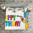 thumbnail image 3 of Ambesonne Birthday Quilted Bedspread Set 3 Pcs, Birthday Party Clown, King Size, Multicolor, 3 of 3