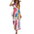 thumbnail image 2 of Candy Pattern Rainbow Lollipop Womens Night Club Maxi Dress V Neck Sleeveless Bohemia Long Dresses, 2 of 9