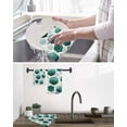 thumbnail image 6 of Turquoise Geometric Kitchen Dish Towels for Drying Dishes Set of 2, Gold White Hexagon Modern Waffle Weave Microfiber Terry Hand Tea Bathroom Towels Quick Dry & Absorbent Towel 12x12, 6 of 7