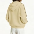 thumbnail image 6 of vdgthytj Sweatshirts for Women Full Zip Long Sleeve Drop Shoulder Side Striped Hooded Jackets Fall Winter Athleisure Outerwear with Pockets(Large,Beige), 6 of 7