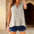 thumbnail image 2 of Tweang Sleeveless Shirts for Women Flowy Blouse Halter Solid Color Elegant Side Slit Summer Vacation Outfits Womens Cotton Linen Sleeveless Tank Tops Tanks Shirts Casual Comfy Summer Clothes Beige L, 2 of 9