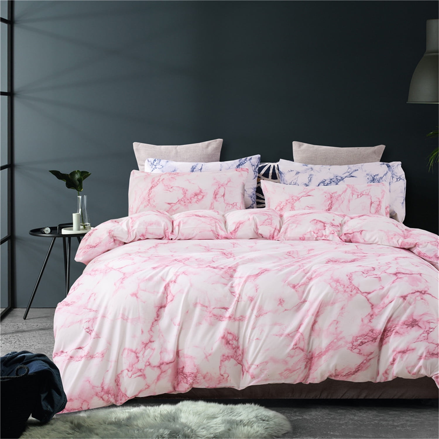 Pink Marble Duvet Cover Set Microfiber Walmart Canada