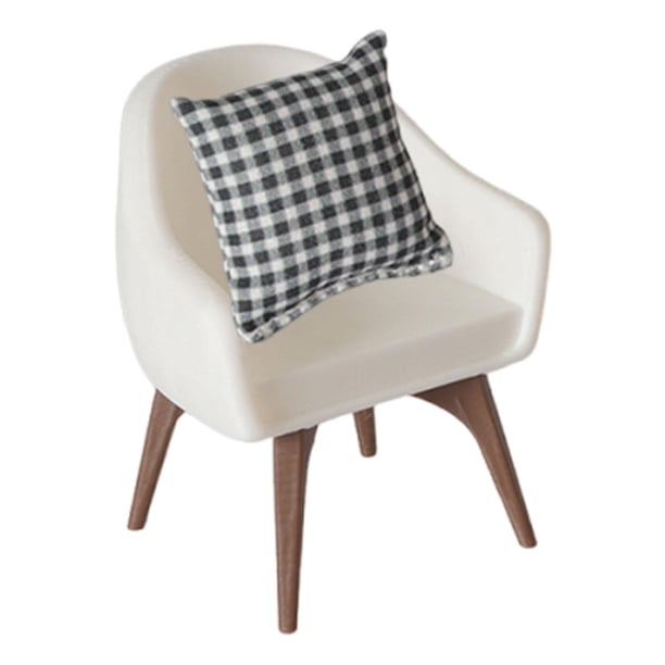 Adorno de silla para casa de muñecas a escala 1/12, simulación de silla en miniatura de excelente calidad. Almohada a cuadros