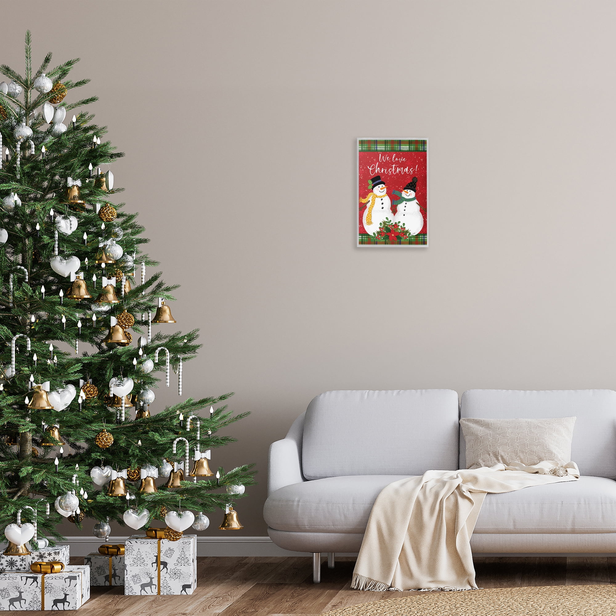 Stupell Industries We Love Christmas Holiday Painting Gray Framed Art Print Wall Art, 12 x 18