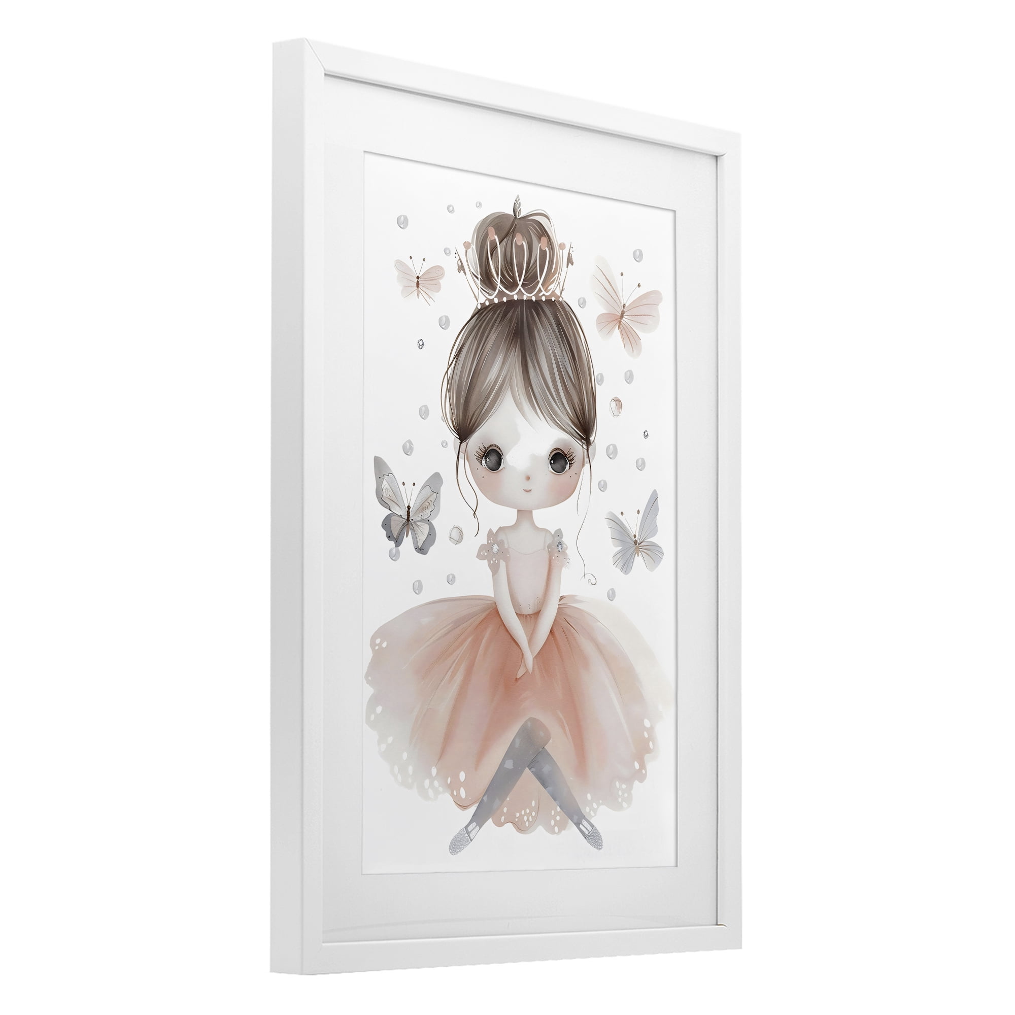 Stupell Industries Sweet Butterfly Fairytale Princess White Framed Print Under Glass, design by Creative Studio