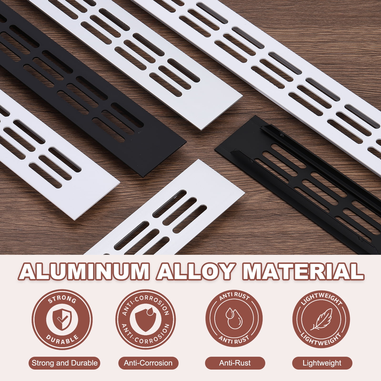 Uxcell 3 Pcs Door Air Vent Cover, 16 x 1.2 (Outer Dimensions) Inch Aluminum Louvered Ventilation Grille Rectangle Toe Kick Vent with Mounting Screws for Shoe Cabinet Wardrobe, Silver