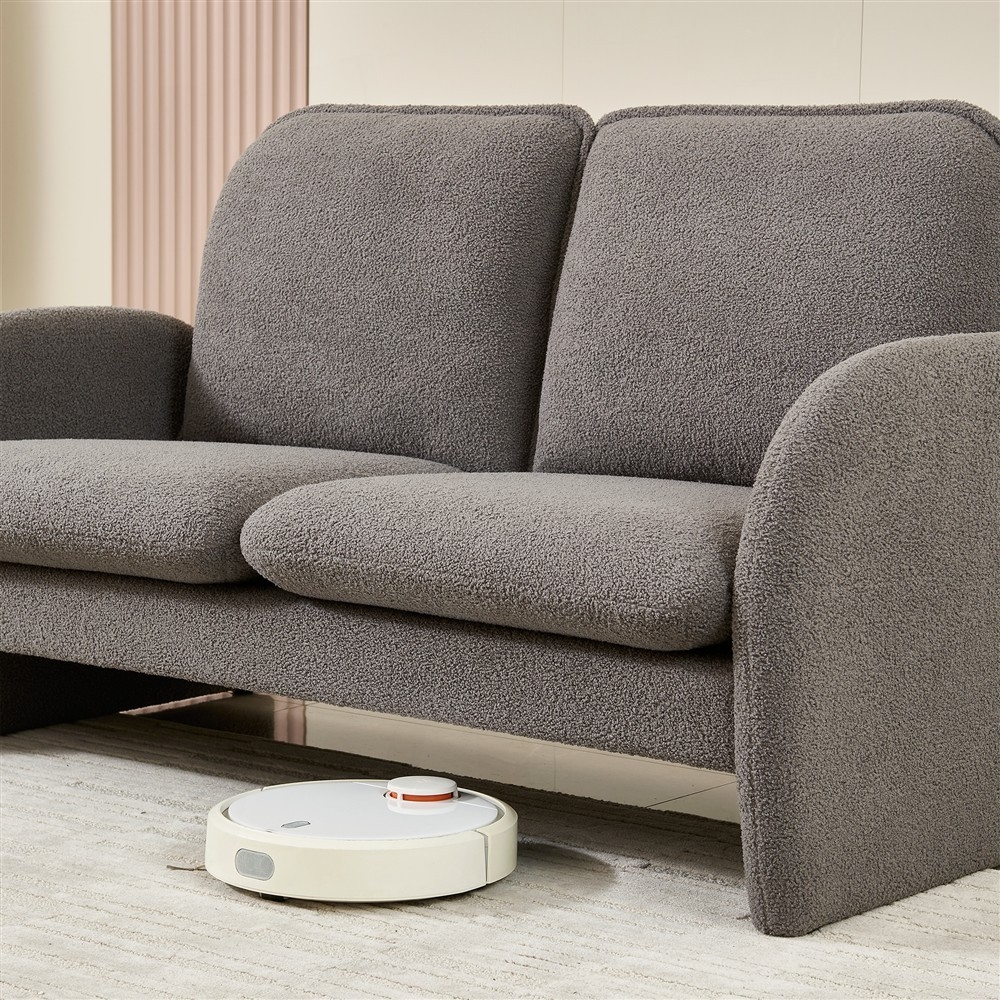 Modern Sherpa Fabric 59" Loveseat Sofa for Living Room - Solid Wood Frame