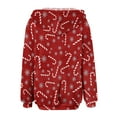 thumbnail image 6 of Women's Fashionable Casual Zippered Hooded Sweatshirt Jacket with Christmas Print and Drawstring, Furry Plush for Winter,Red,2XL, 6 of 6