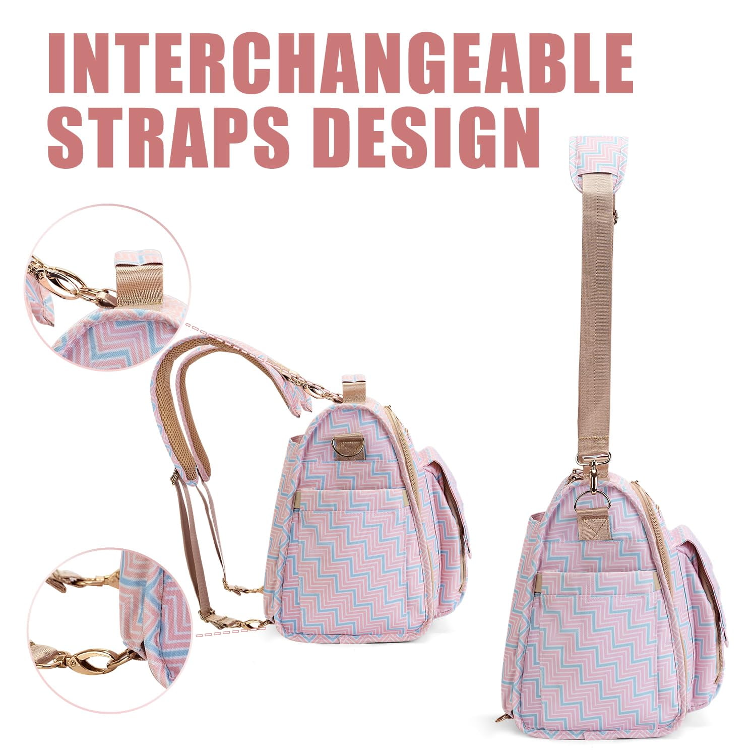 BRONZY Diaper Bag Large - Convertible Design Converts to Tote Bag, Stroller-Friendly & Waterproof Fabric, Spacious Storage for Baby Essentials