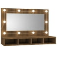 thumbnail image 4 of vidaXL Mirror Cabinet with LED Cosmetic Mirror Brown Oak/High Gloss White, 4 of 6