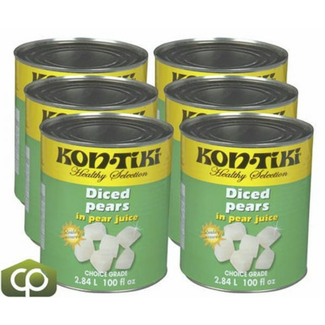 Kontiki Pear Diced In Natural Juice 2.84L/96 oz (6/Case) - Tasty Diced Pears, Quality Assured