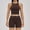 Coffee, variant on PISONIC Women Two Piece Workout Sets Color Block Tank Top and High Waist Shorts Gym Yoga Active Set