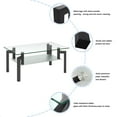 thumbnail image 3 of Glass Coffee Table for Living Room, Clear Rectangle Side Coffee Table with Lower Shelf, Modern Center Table with Metal Legs, 39"x23"x17" Rectangle Center Table Sofa Table, Easy Assembly, LLL4069, 3 of 10