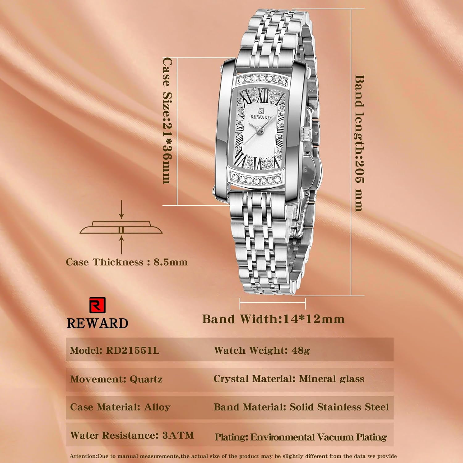 Watches Women with Date Silver Stainless Steel Luxury Ladies Watches with Small Writs Diamond for Women Waterproof Elegant Dress Quartz Analog Women's Wrist Watches Reloj de Mujer