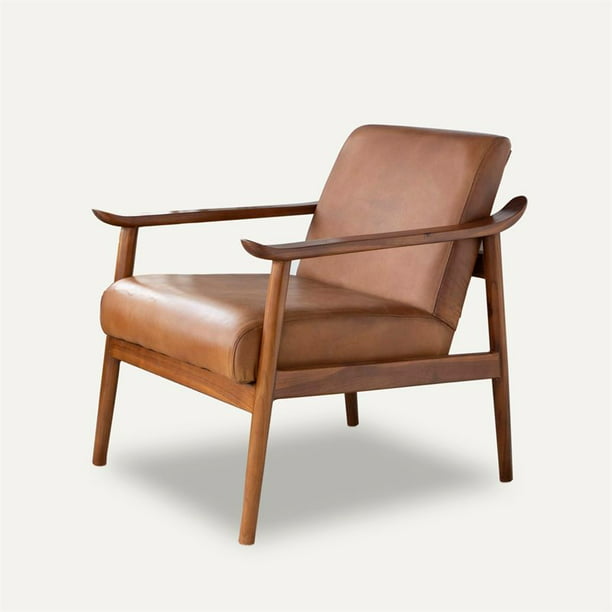 Mid Century Modern Harmony Leather Arm, Leather Accent Chairs With Arms