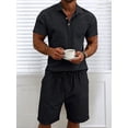 thumbnail image 6 of Men 2 Piece Outfits Casual Top and Pants Sets Black XL, 6 of 9