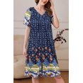 thumbnail image 3 of House Robe Ekouaer con cremallera, manga corta, mandala azul, XXL, para mujer, 3 of 5