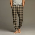 thumbnail image 2 of Dwelliawo Mens Pajama Pants Soft Sleep Lounge Pant Separate Bottoms Joggers Plaid Pants Loose Fit Elastic Waist Pajama Pant with Pockets Brown L, 2 of 4