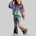 thumbnail image 4 of Ccpelsie Toddler Baby Girls Clothes Long Sleeve Shirt Top Flare Pants Cute Outfit Girl Fall Winter Clothes(Blue,5-6 Years), 4 of 8