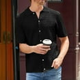 thumbnail image 6 of IYTR Mens Knit Shirts Short Sleeve T Shirts Comfy Button Up Turndown Collar Casual Solid Color Summer Fashion Regular Fit Beach Shirt Black M, 6 of 6