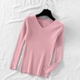 thumbnail image 2 of Vynhevius Women's V Neck Sweater Long Sleeve Ribbed Solid Slim Fit Stretchy Casual Layer Knit Tops, 2 of 5