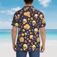 thumbnail image 4 of Vsdgher Skull gold flower Print Men's Hawaiian Shirts Button Down Tropical Holiday Beach Shirts Vacation Clothes,Medium, 4 of 7