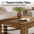 thumbnail image 3 of 39" Square Wooden Coffee Table, Rustic Farmhouse Center Table with Sturdy Legs for Living Room, Easy-to-Assemble Accent Furniture, 3 of 8
