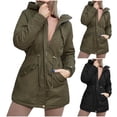 thumbnail image 5 of Feimerou Womens Winter Coats Thicken Warm Military Parka Jacket Fuzzy Fleece Lined Cotton Windproof Mid Length Coat with Faux Fur Hood Clearance, 5 of 6