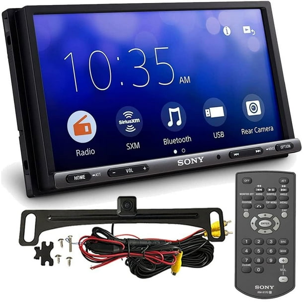 Paquete de conductor seguro estéreo para automóvil Sony XAV-AX3200 con cámara de respaldo ACAM4. Unidad principal Apple CarPlay y Android Auto de 6,95" y 2 DIN, receptor multimedia compatible con Siri