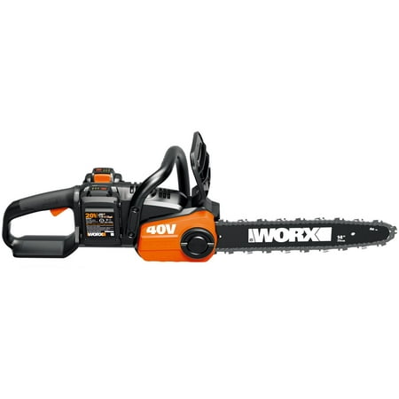 WORX - WG384 40V 14" Cordless Chainsaw with Auto-Tension (2 x 2.0 Ah Batteries & 1 x Charger) - Black