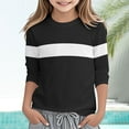 thumbnail image 2 of HVOBTTY Toddlers Classic Pullover Top, Kids Summer T Shirt, Kids Stylish Soft Solid Color 3/4 Sleeve Round Neck Casual Breathable Comfortable Daily Top Black, 5-6 Years, 2 of 5