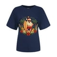 thumbnail image 6 of Drie Christmas T Shirts for Women Graphic 2025 Womens Solid T Shirts for Women Loose Oversized Tops Basic Tee Navy,XXL, 6 of 6