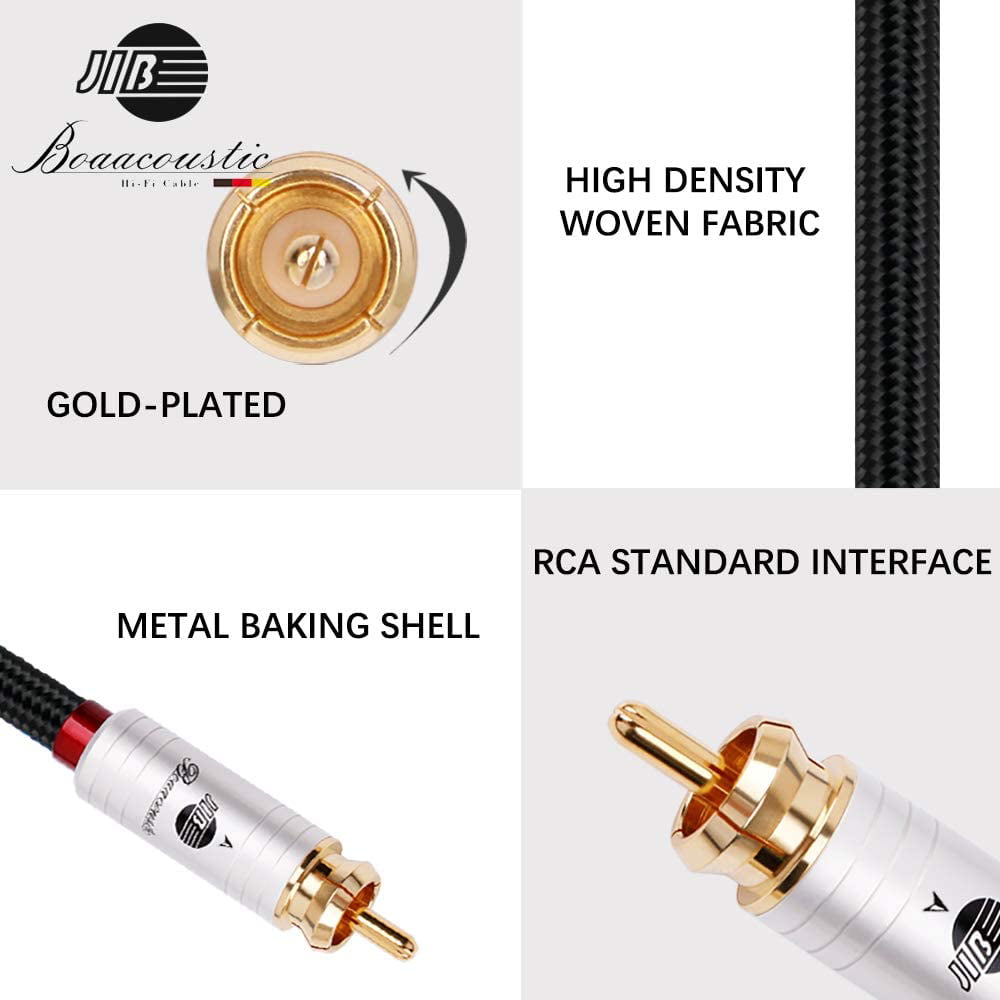 9.8ft/3M JIB Boaacoustic 4N OFC HiFi RAC to RCA Male to Male Subwoofer Cable