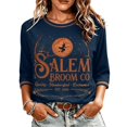 thumbnail image 2 of Halloween Tops for Women Funny Vintage Witch Graphic Tees Tops Casual Crewneck 3/4 Length Sleeve Witch Shirt for Halloween Party Costumes Fall Events and Casual Wear, 2 of 4