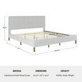 thumbnail image 6 of Martha Stewart Britta King Upholstered Platform Bed with Rounded Headboard, Piped Detailing and Cushioned Siderails, Wood Slat Bottom, No Box Spring Needed, Gray, 6 of 11