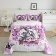 thumbnail image 2 of Horse Print Bedding King Size Animal Wildlife Comforter Set King,Tribal Mandala Floral Duvet Insert Pink Oil Painting Quilt Set,Modern Ombre Bedding Comforters & Sets, 2 of 7