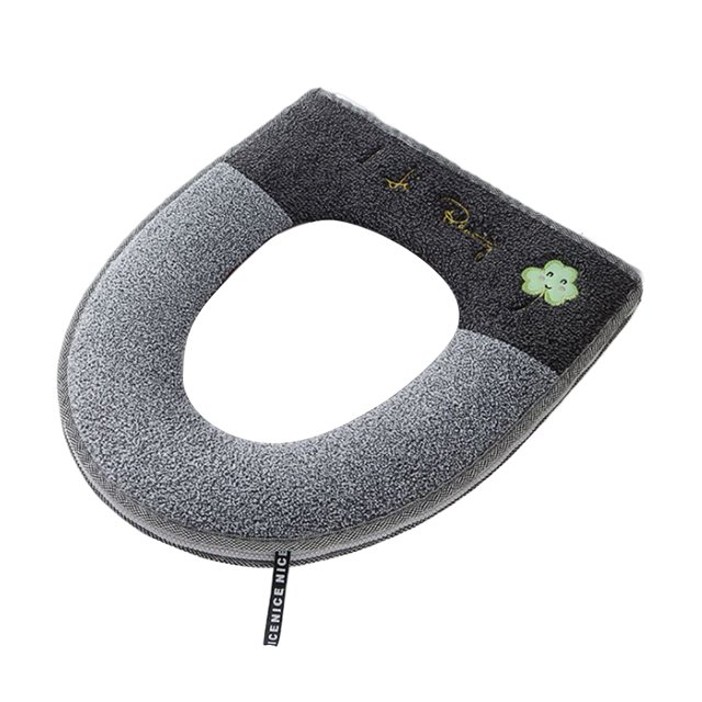 Yuarrent Cubierta de asiento de inodoro, Protector de pelusas con cremallera para baño, almohadillas para taburete público, alfombrilla Suministros de limpieza para el hogar negro gris