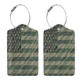 thumbnail image 3 of Disketp 4 Pcs Luggage Tag For Suitcase,Jungle Green Camo Usa Flag Leather Baggage Tag With Stainless Steel Loop Privacy Cover For Women Men Girls, 3 of 5