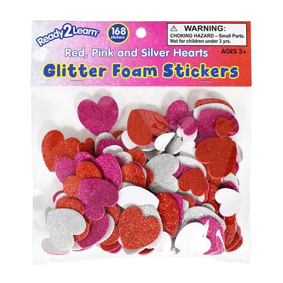 Ready 2 Learn Glitter Hearts Foam Stickers