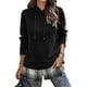 thumbnail image 1 of Mujeres Sudaderas cordón Plaid empalme gota hombro manga casual pullover Top para las mujeres Otoño Invierno negro XL, 1 of 6