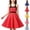 Red, variant on Fancifize Girls Vintage Halter Sleeveless Dress Kids High Waist Y2K Swing A-Line Midi Blue Polka Dot Dresses S