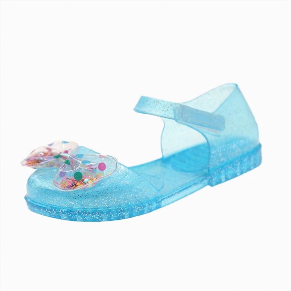 Linfrsh Girls Dress Shoes Girls Glitter Sneakers Comfy Fashion Shoes for Toddlers Easy Strap Closure(Blue,Size1.5)