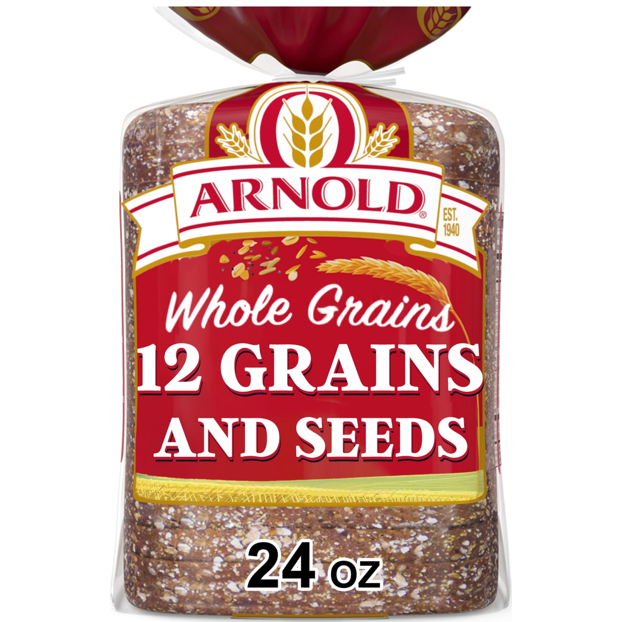 Arnold 12 Grains and Seeds Bread, 24 oz, Whole Grain Multigrain Bread, Bag